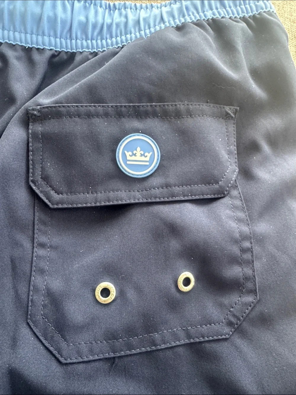 NWT Peter Millar Navy Swim Trunks with Light Blue Waistband